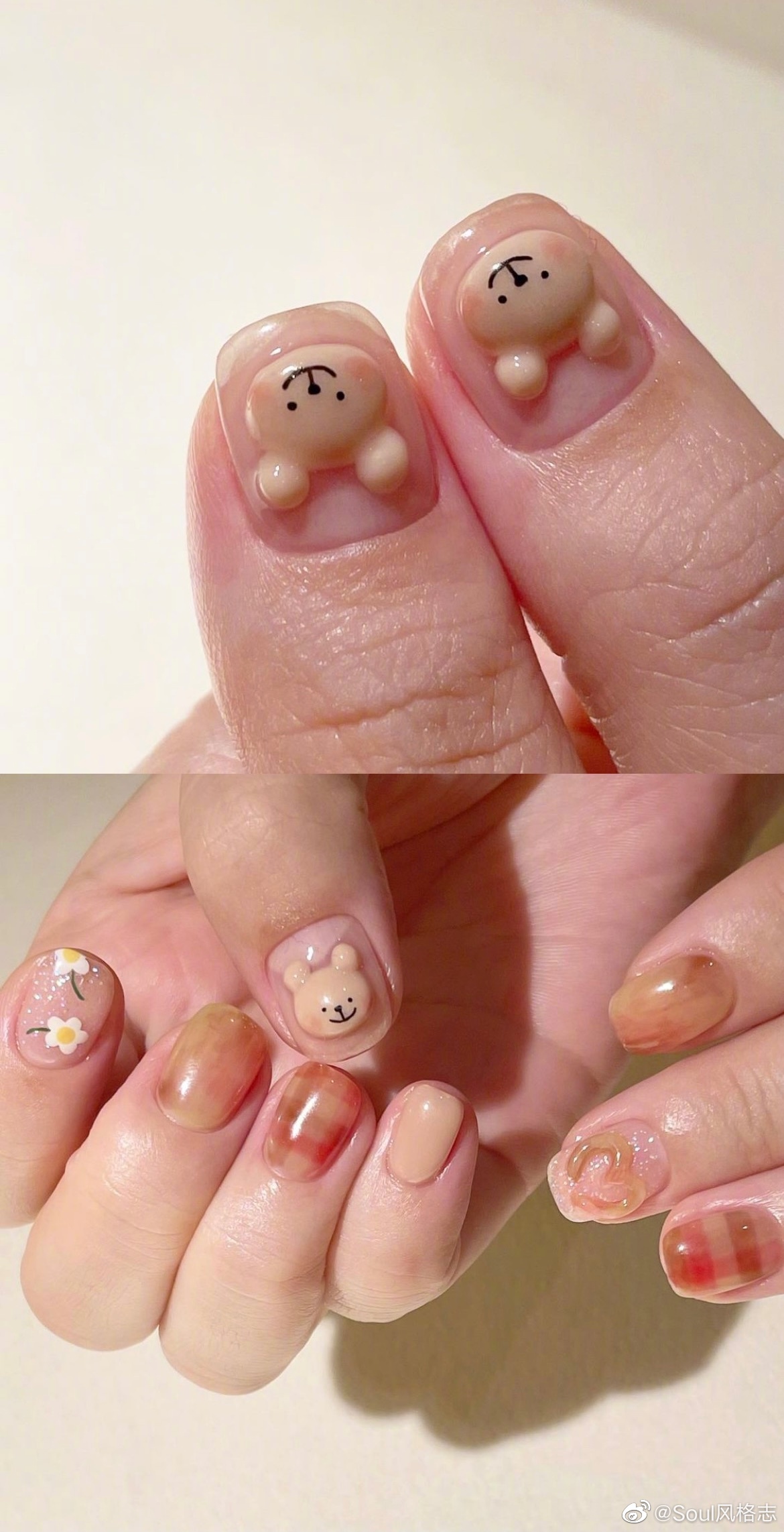 适合短指甲的美甲图案分享 每款都超萌超可爱 清透水嫩无敌了!