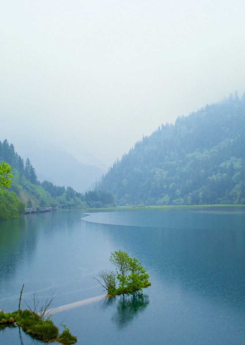 峰峦苍翠池塘静定有幽人来钓游