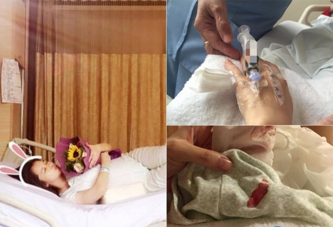 了急性肠胃炎的她,不得不长时间卧床养胎,更是打了300多针的"保胎针"