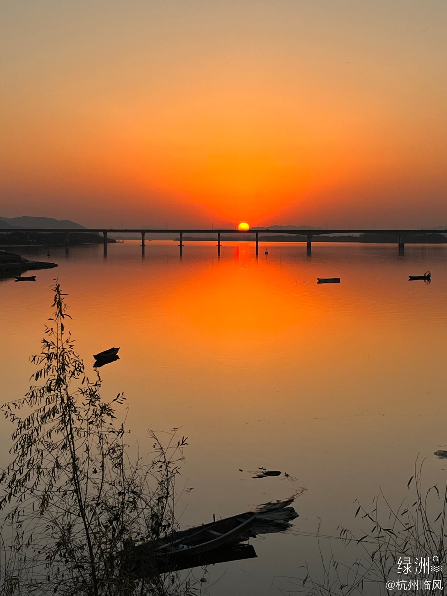 杭州钱塘江夕阳余晖