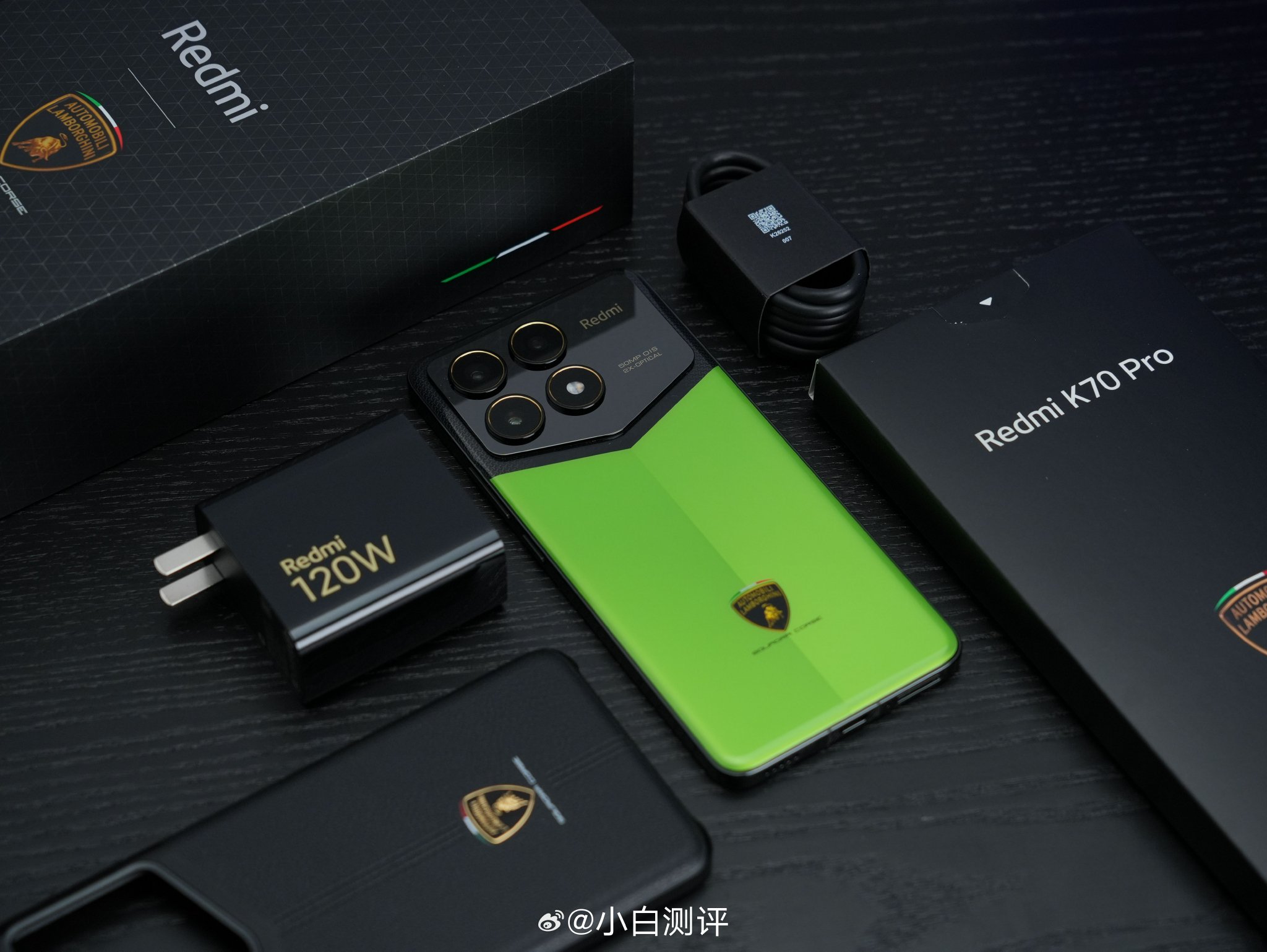 redmik70pro冠军版绿色真机实拍联名兰博基尼汽车squadra