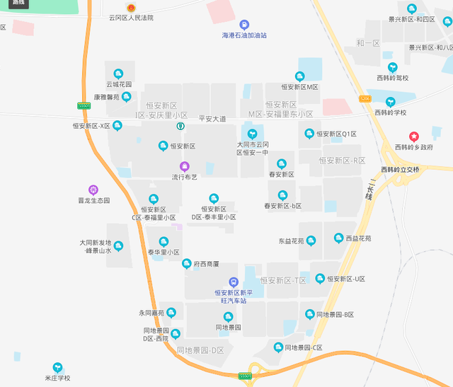 恒安新区地图恒安新区还有大同市三大客运车站之一"恒安新区汽车" "