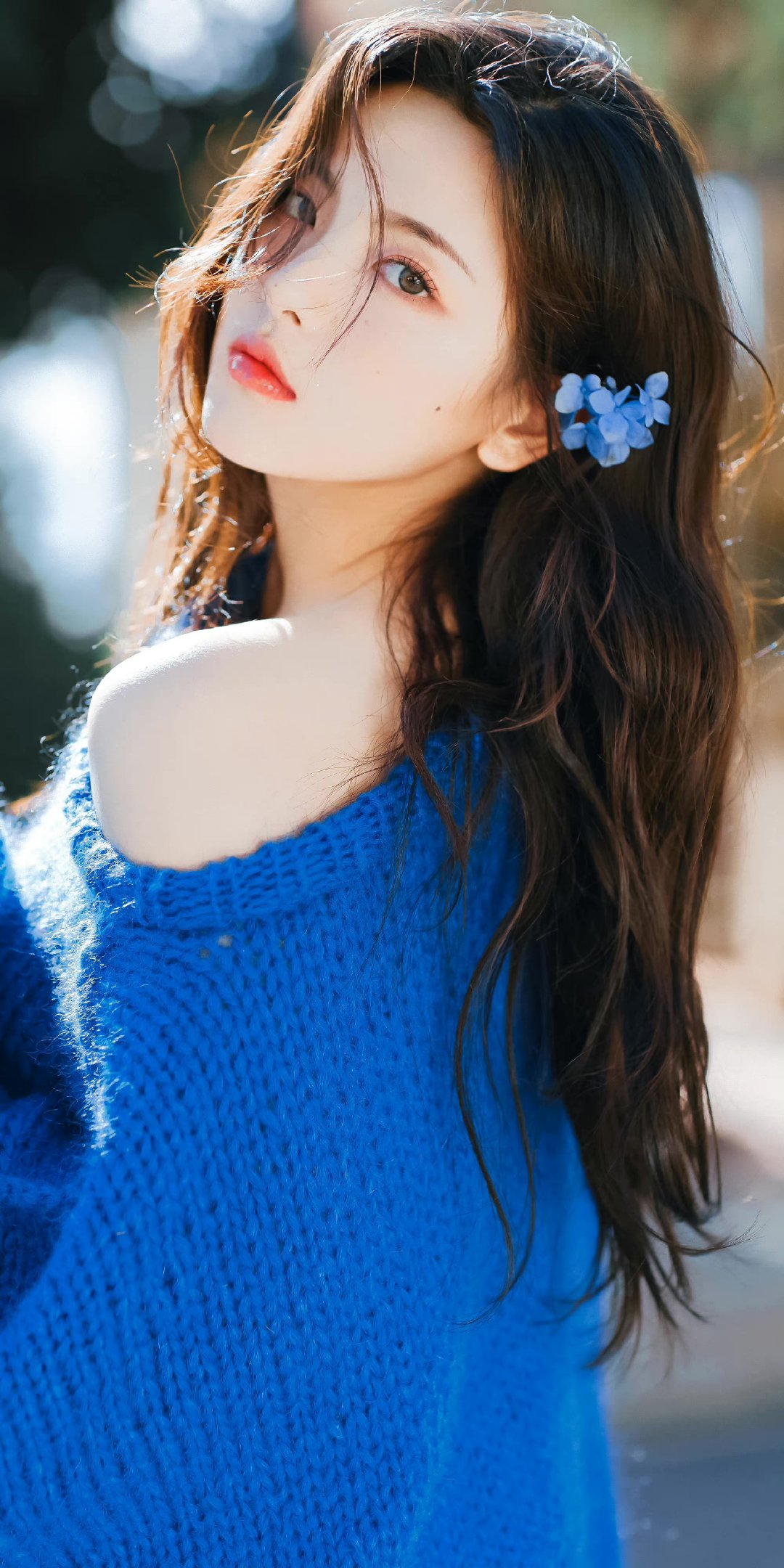 杨超越蓝色系少女