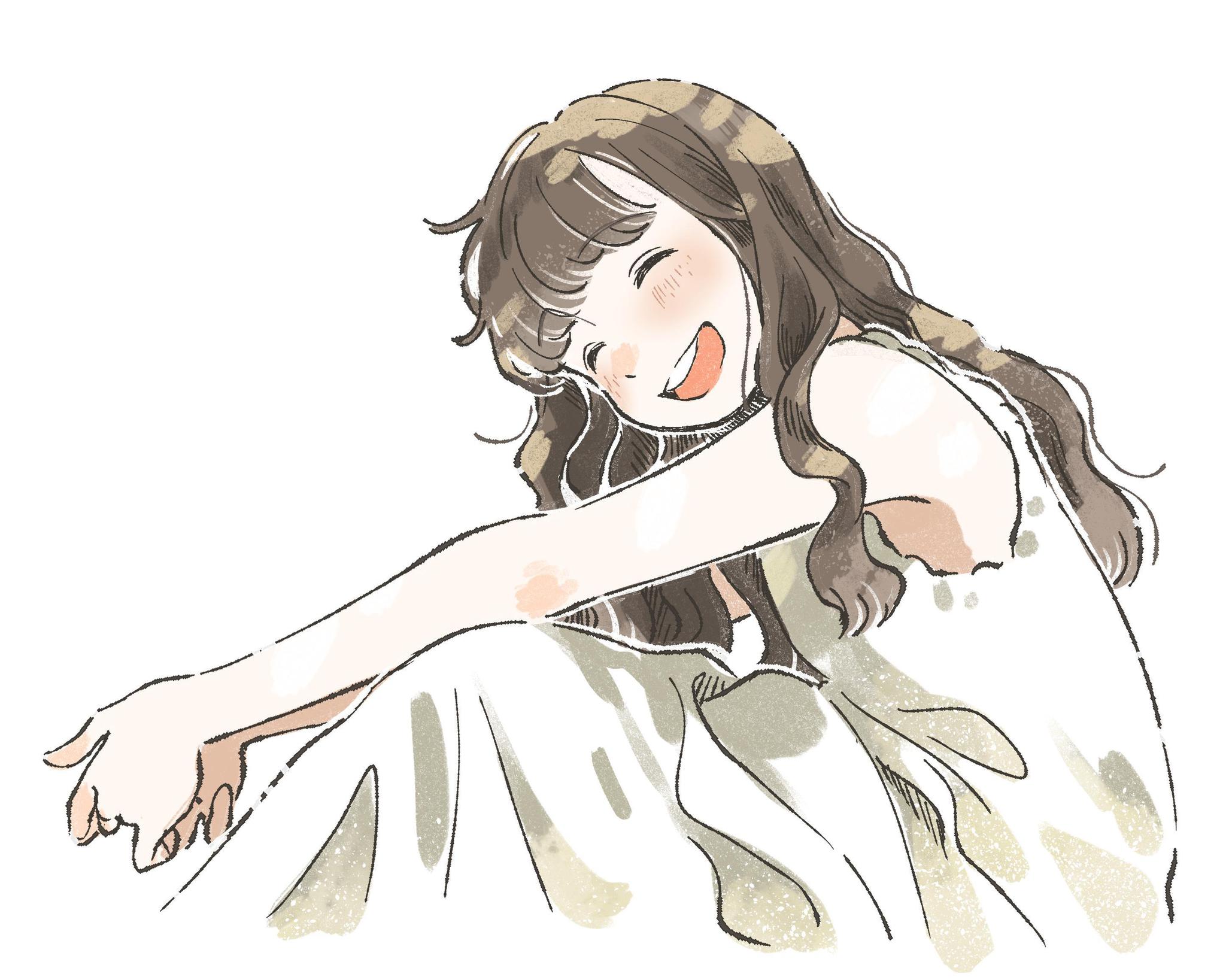 插画师 kana_gnpk 的一组治愈系女孩插画