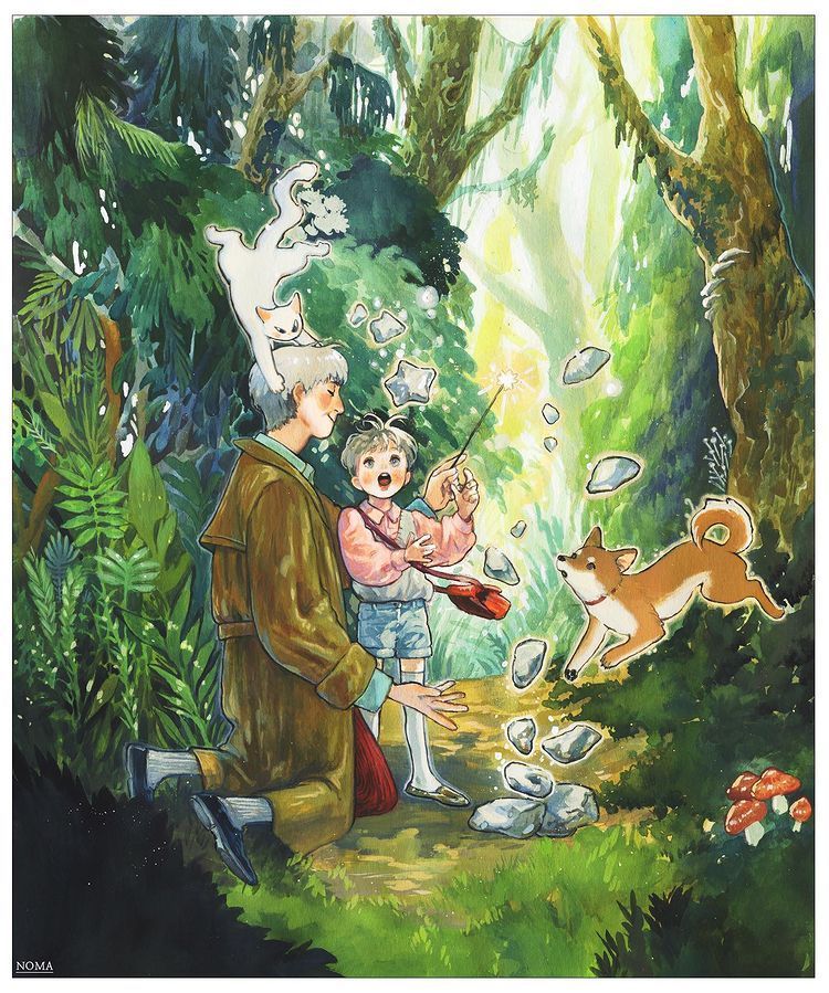 韩国插画师 noma 笔下充满奇幻治愈的人物插画