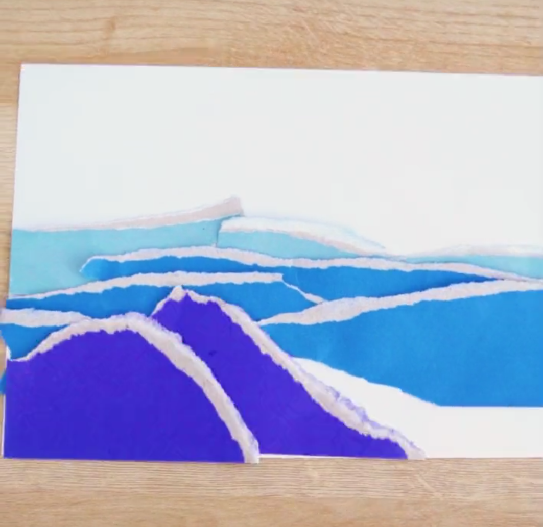 撕纸也能玩出水平,手工达人教你做创意手撕画,孩子玩的很高兴