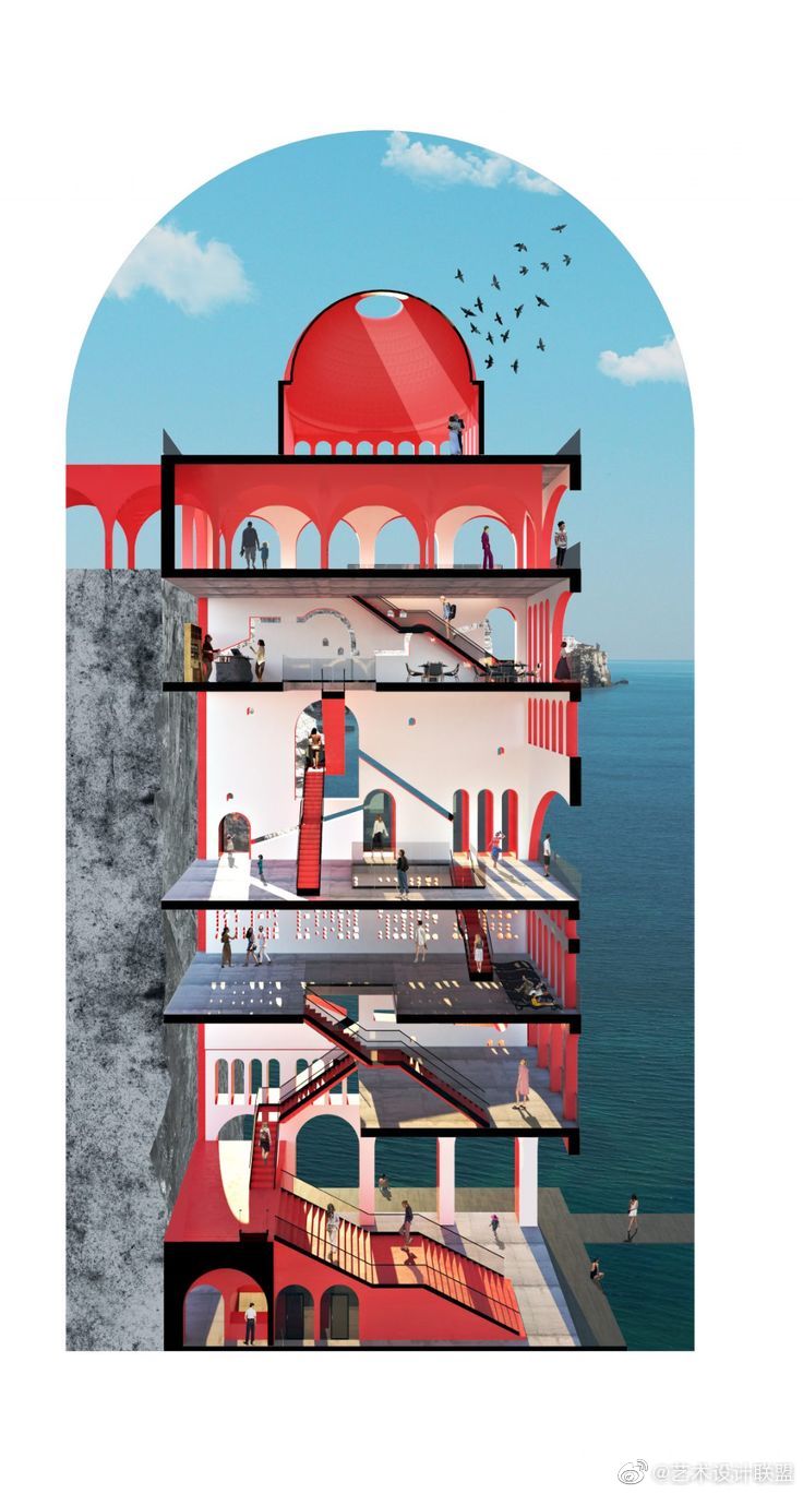 拼贴风空间构筑能够清晰的表达建筑结构以及功能