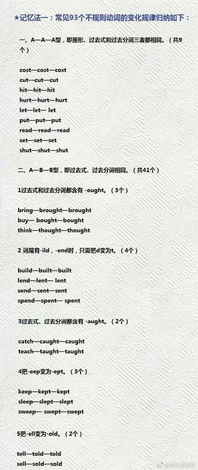 英语不规则动词变化大全 马住学习 高清图集 新浪网 英语不规则动词变化大全 马住学习 高清图集 新浪网