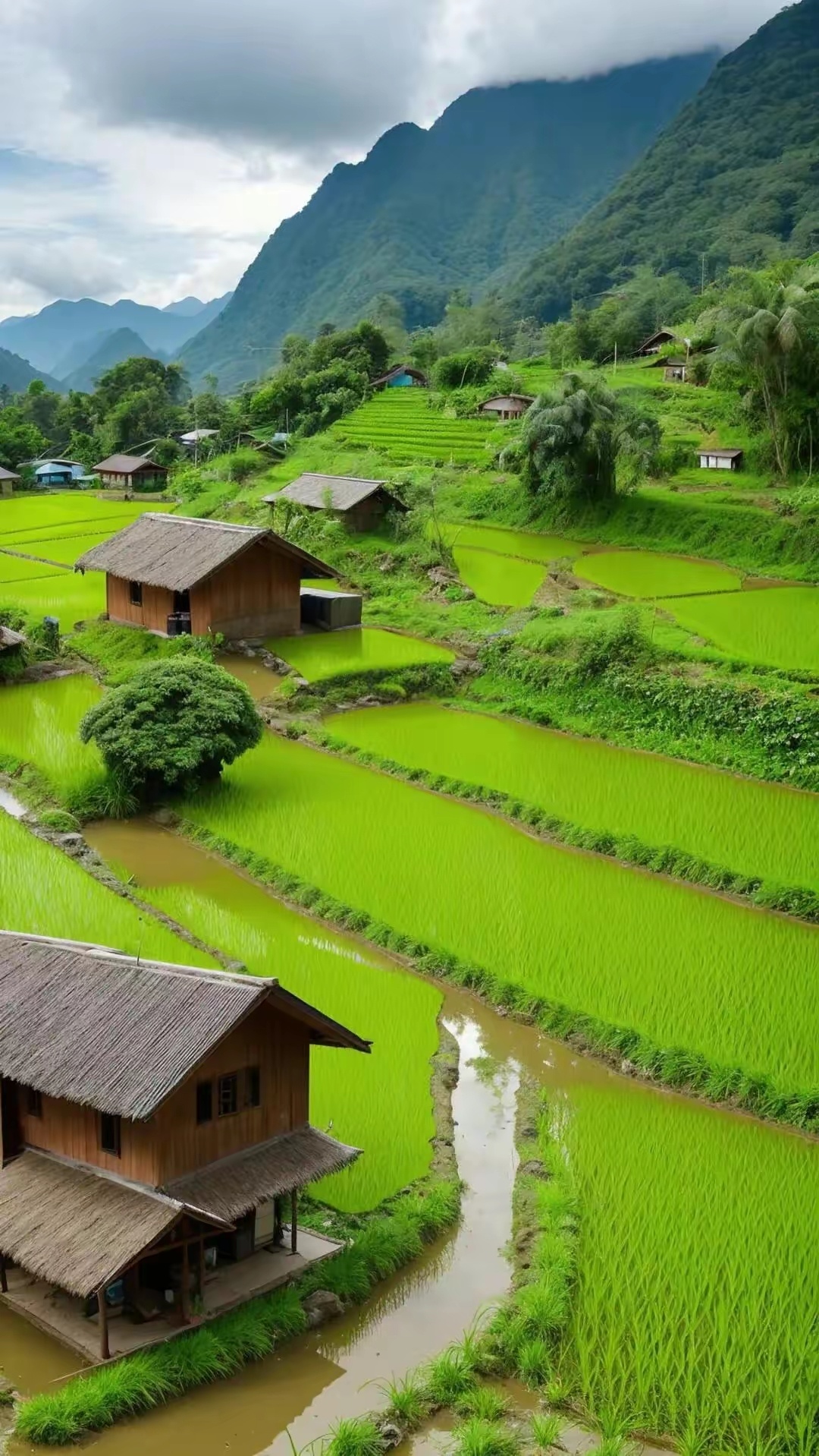 乡村稻田风景美如画