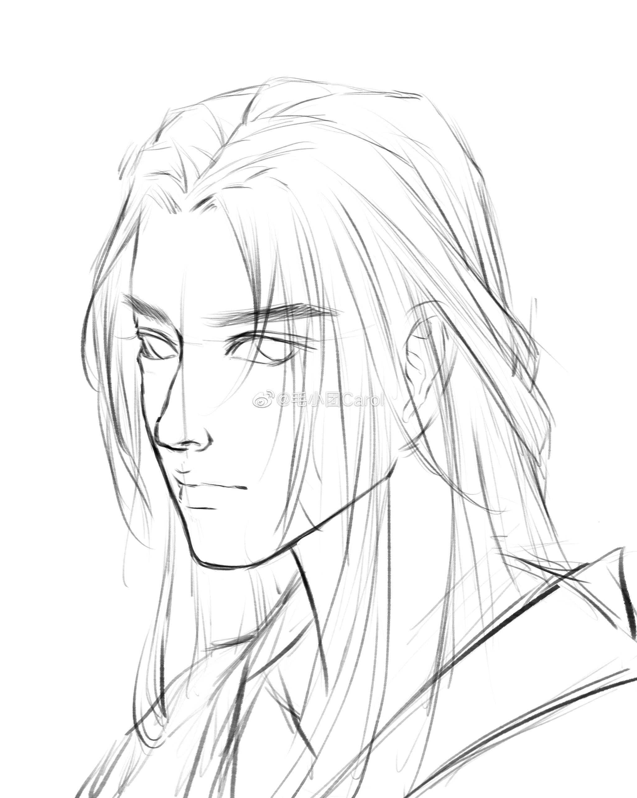 一个古风男子头像绘制过程～ | 作者:@毛小团carol