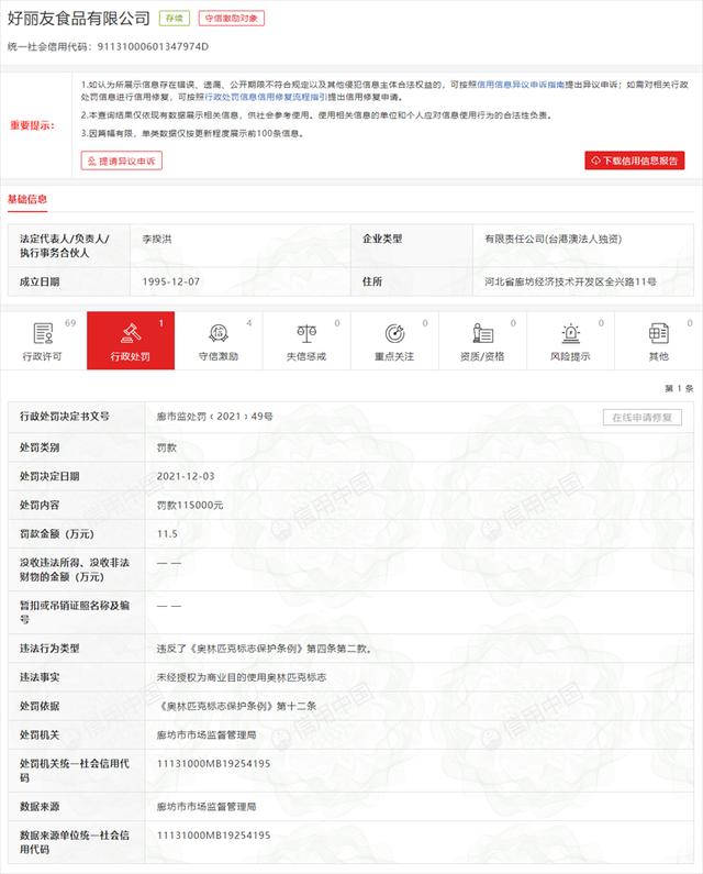 好丽友回应因擅用奥林匹克标志被罚11.5万元：已及时删除相关内容休闲区蓝鸢梦想 - Www.slyday.coM