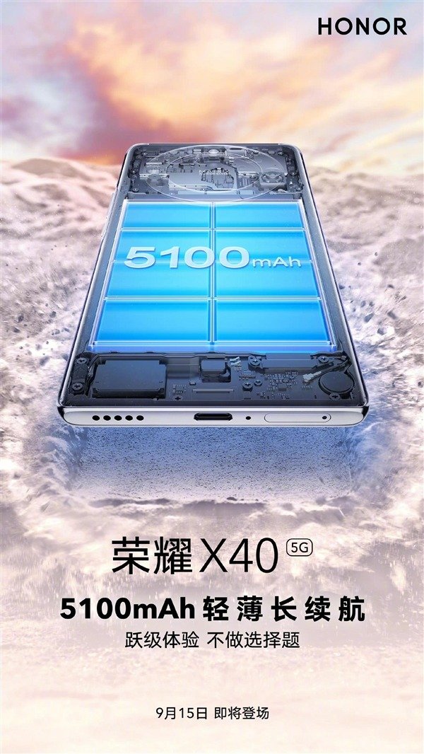 轻薄+长续航 荣耀X40官宣内置5100mAh超大电池 真机曝光颜值可期休闲区蓝鸢梦想 - Www.slyday.coM