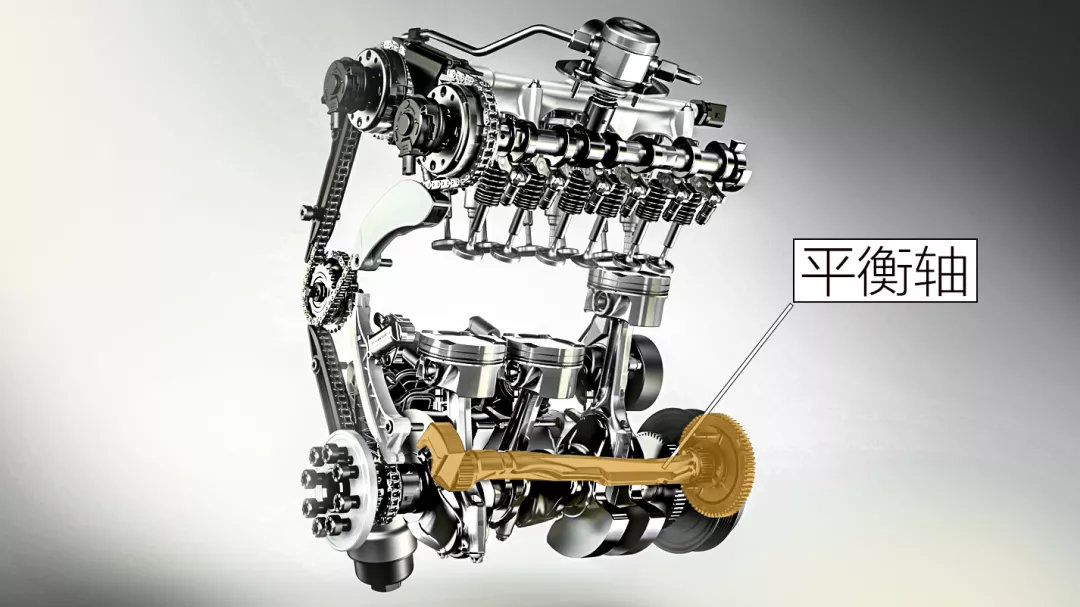 如上图所示,加上这根平衡轴后,3缸自身的摇摆问题就能得到极大的改善