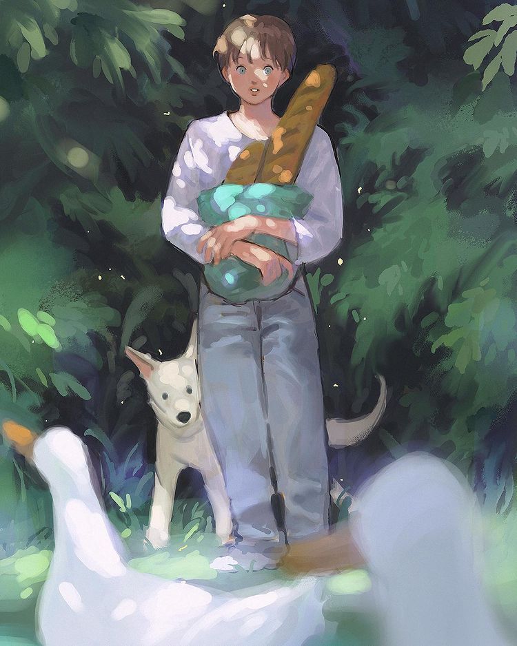 韩国插画师 noma 笔下充满奇幻治愈的人物插画