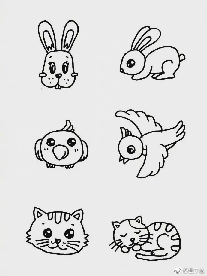 小动物简笔画大全今晚就可以跟孩子画起来