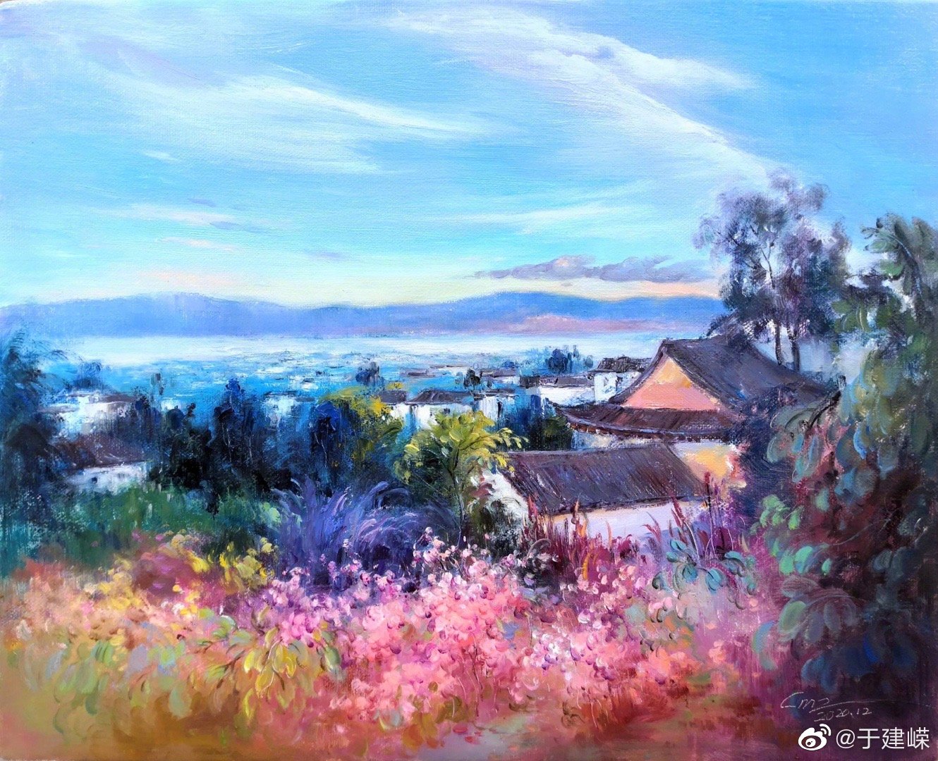 蔡梅之油画作品—《观洱海》 将大理的神韵表现得淋漓尽致.