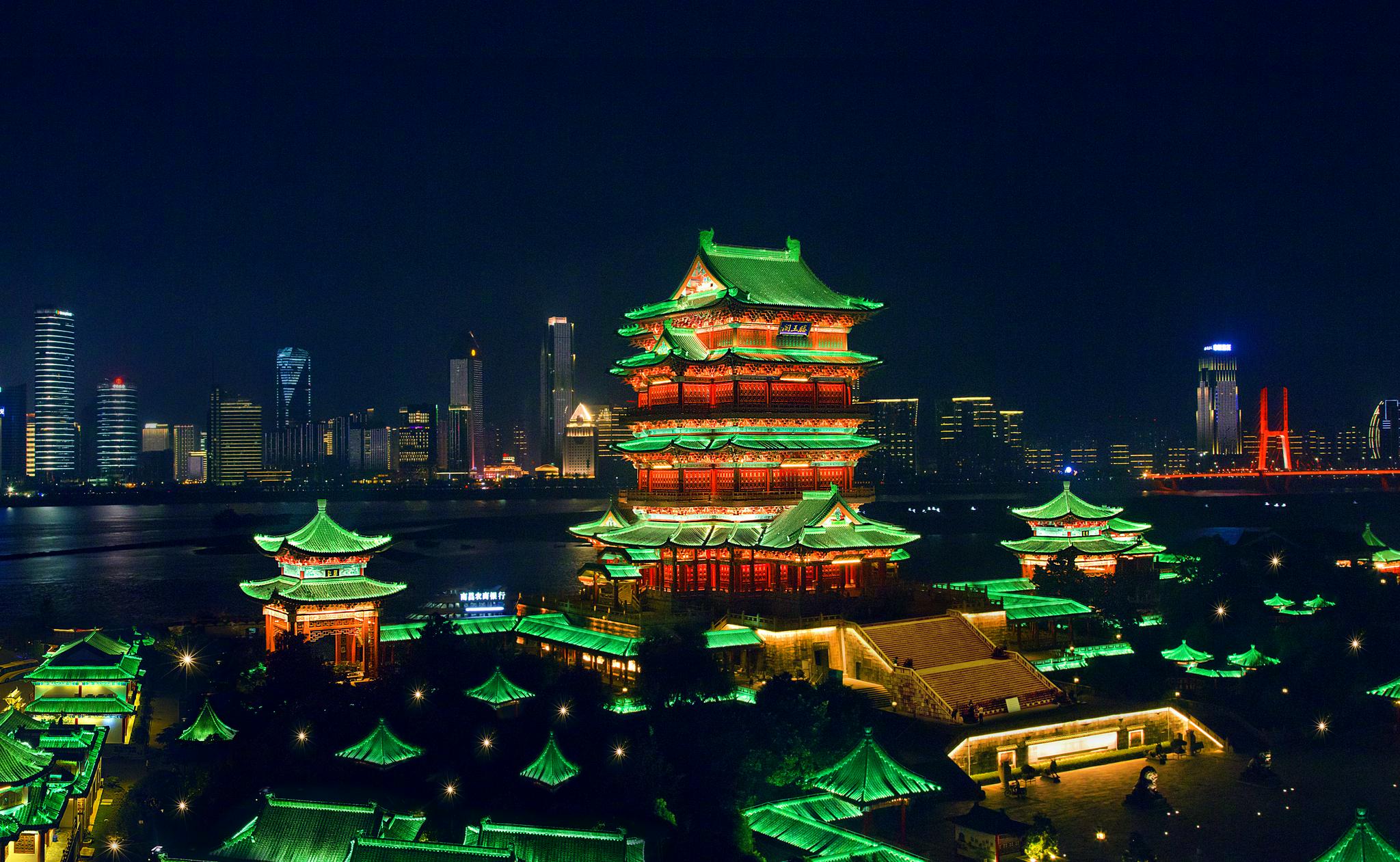 滕王阁高清夜景照一组