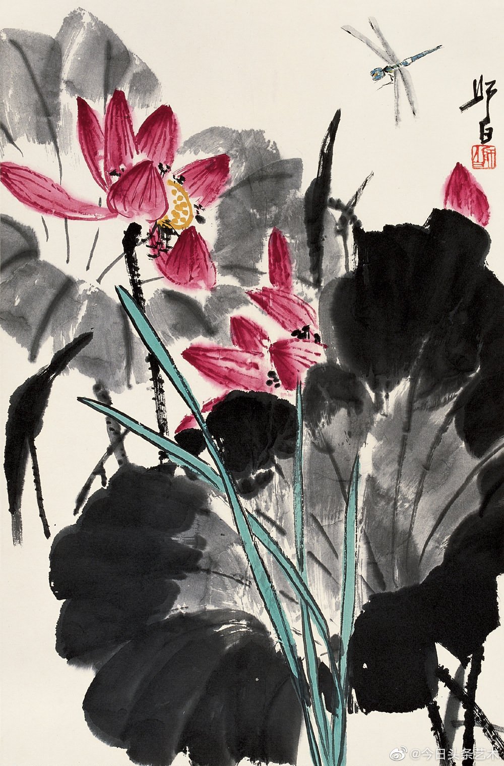 画家娄师白笔下的荷花