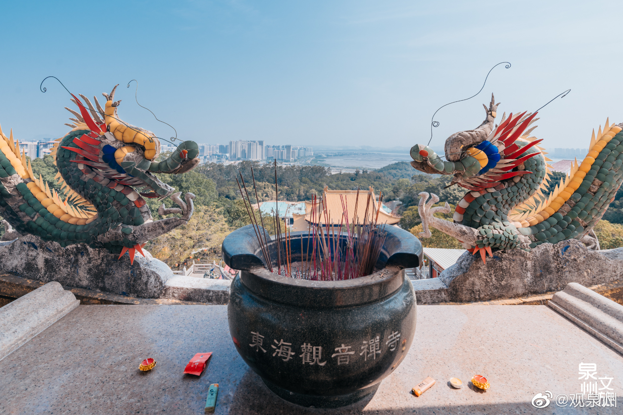 远眺东海邂逅桃花山上的千年古寺观音寺