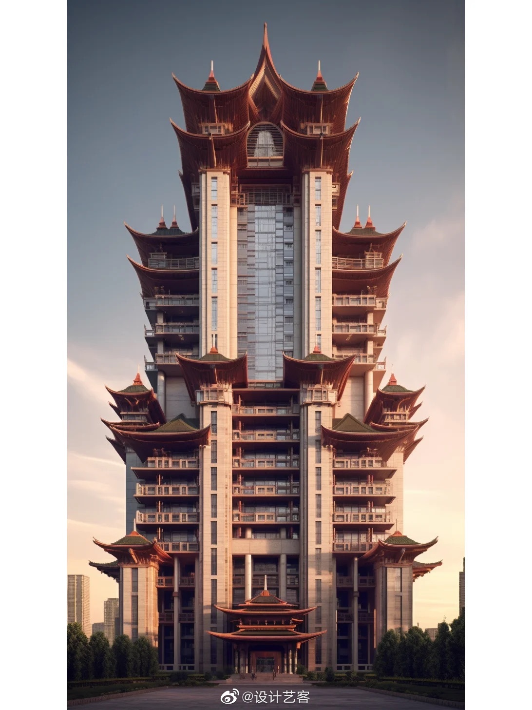 在网上看到有人建议,说把新中式高层住宅建筑建成这样……_高清图集