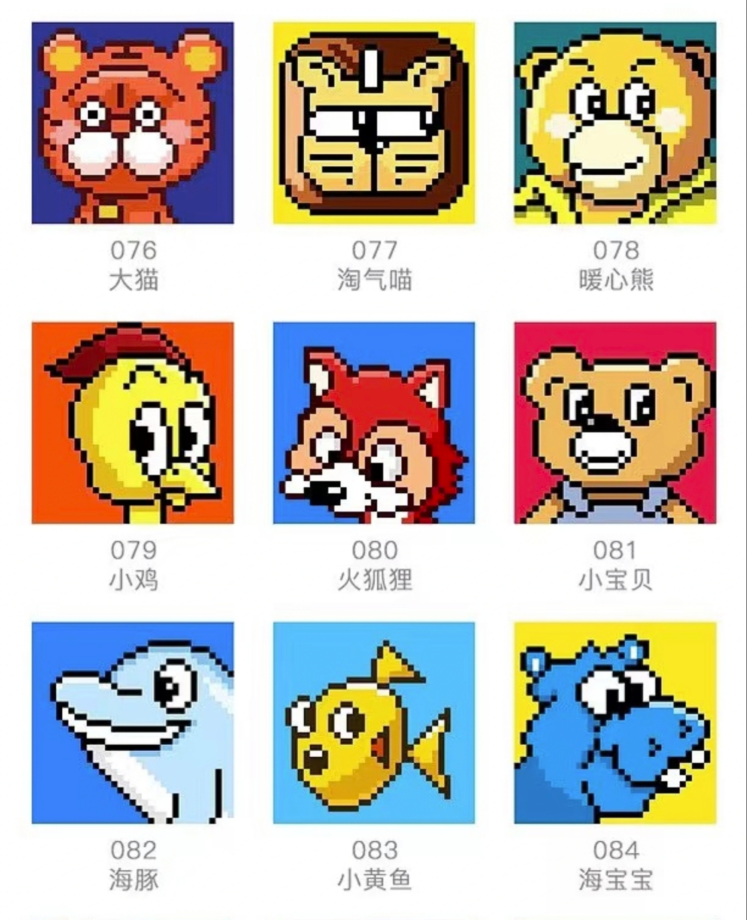 qq卡通头像及其代号与名字整理