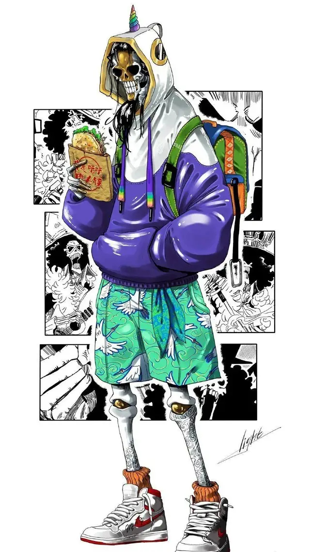 草帽一伙潮牌壁纸娜美的打扮好酷路飞在玩平衡车