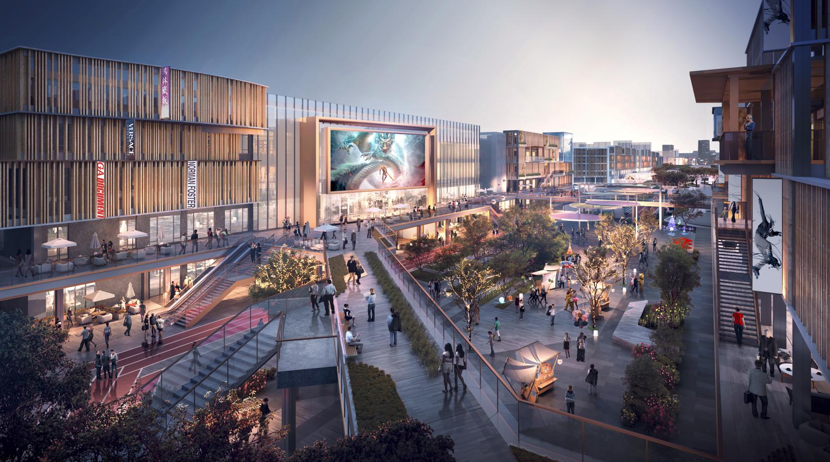 回天空中街市年内亮相公园式商业街区啥样来看看