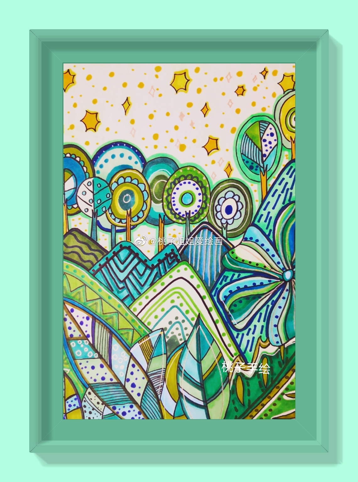 同一主题,9种风格9种色系装饰风景画! @桃子姐姐爱绘画