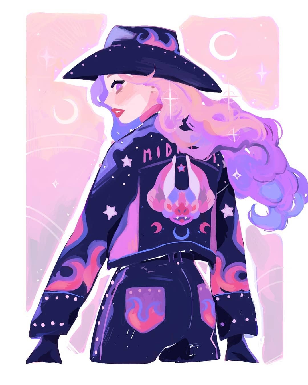 配色超好看的人物插画人物设定也超漂亮的