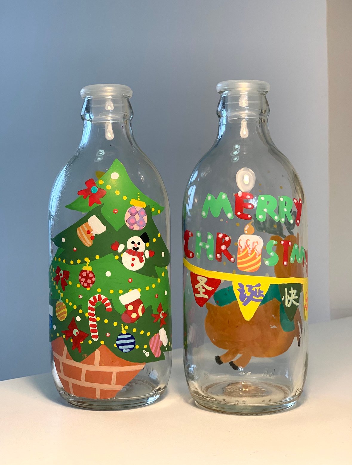 圣诞系列气泡水玻璃瓶改造 给生活添加一些色彩