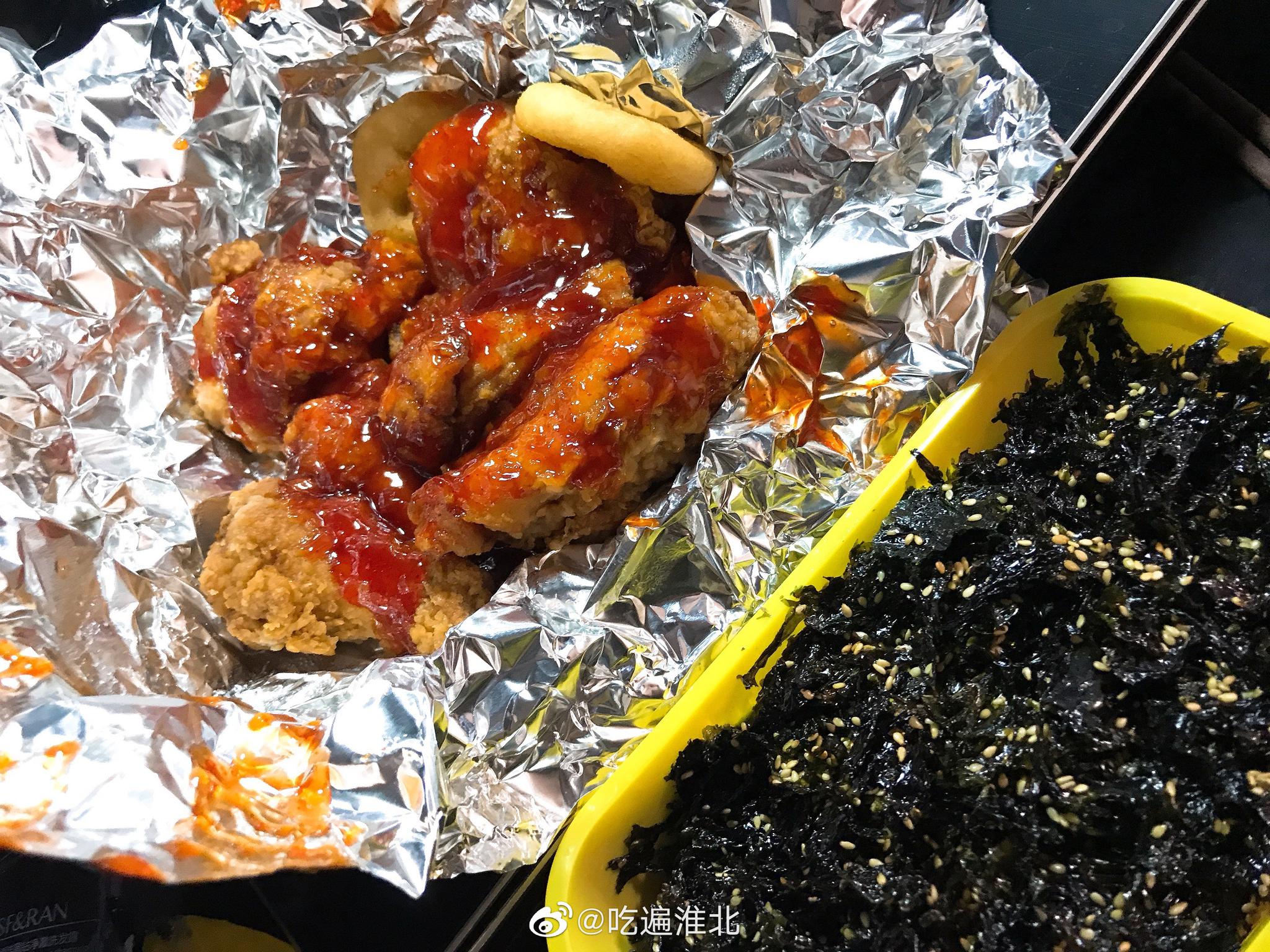 柚子味炸鸡配海苔饭好吃的飞起