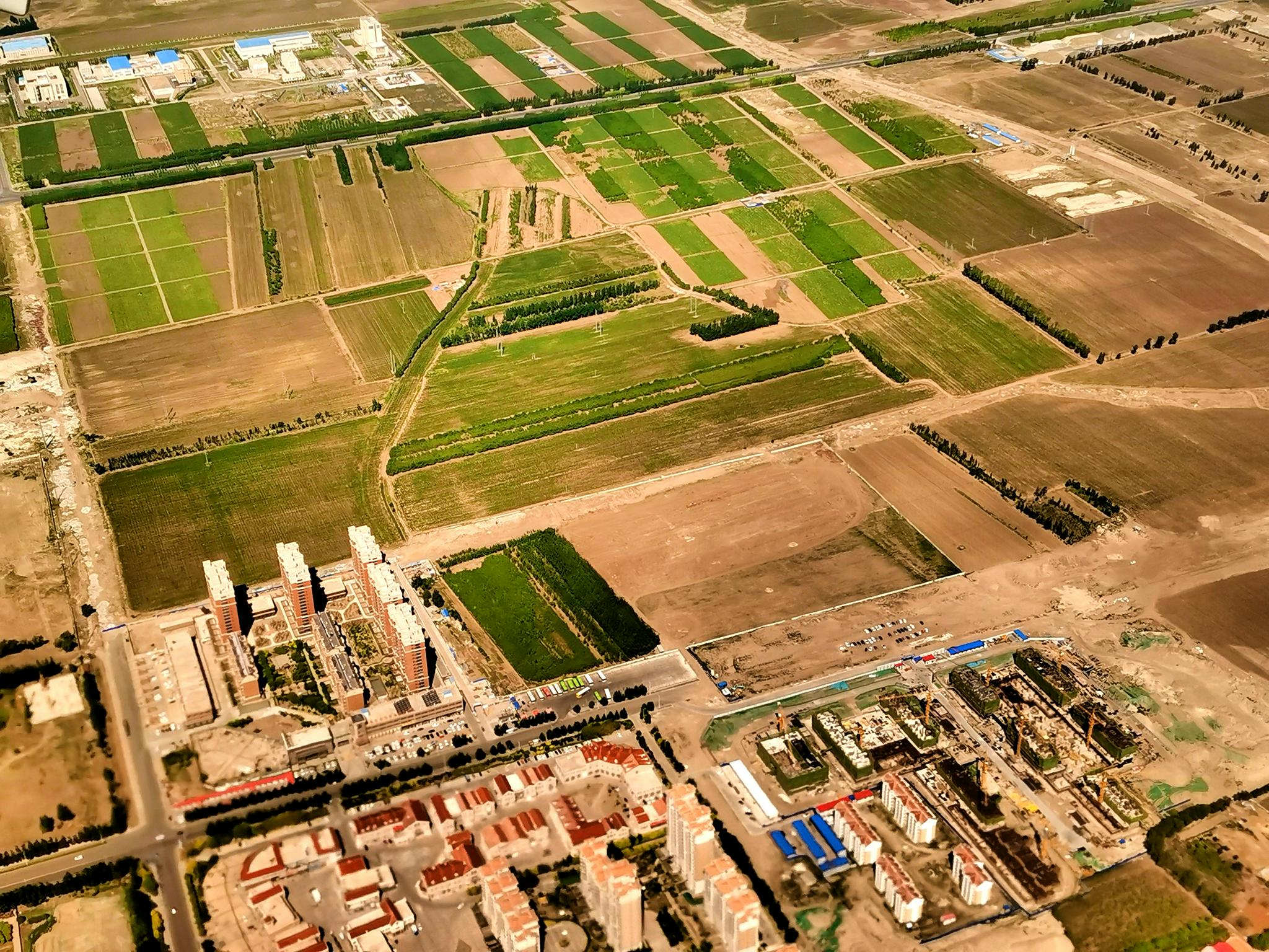 飞机上俯瞰通辽市辽河镇附近,原创拍摄