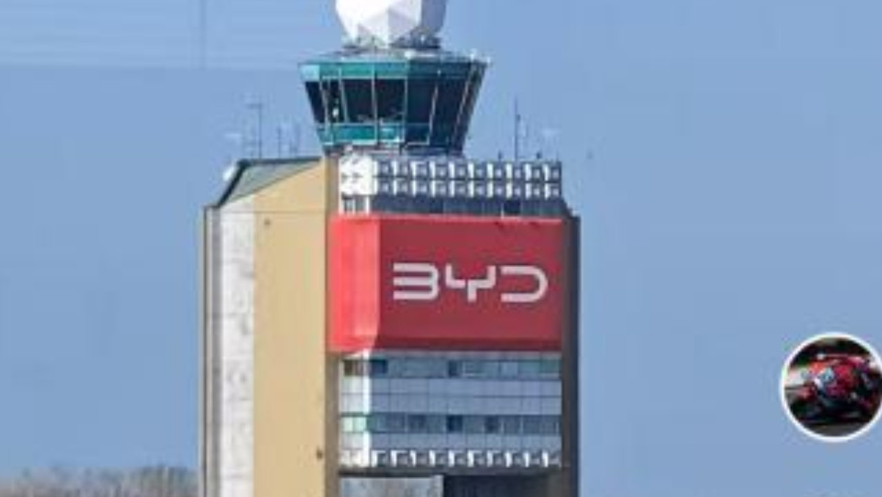 BYD ad on Budapest Airport tower featured in viral video by Zhang Snow