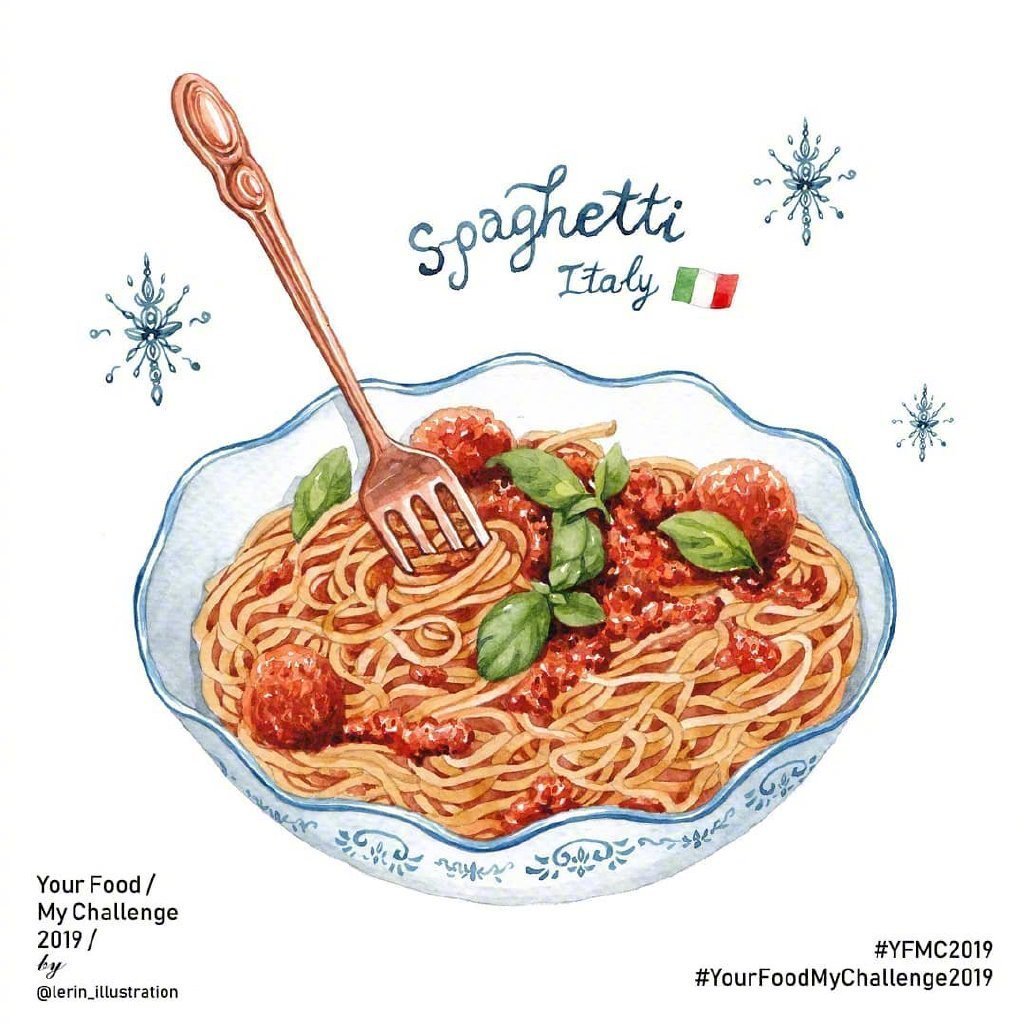 来自ins插画师 lerin_illustration 美食绘画作品