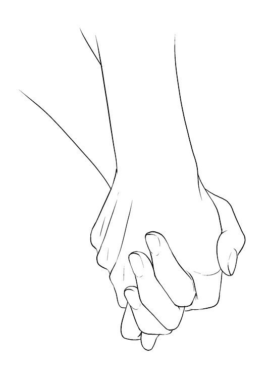 牵手姿势画法