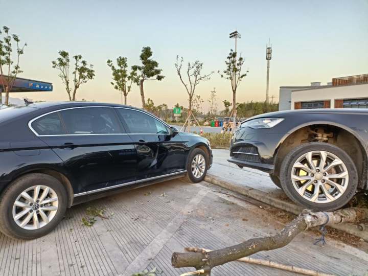 见丈夫辛苦，妻子主动提出帮忙开车，不料错把油门当刹车一头撞上服务区的大树休闲区蓝鸢梦想 - Www.slyday.coM