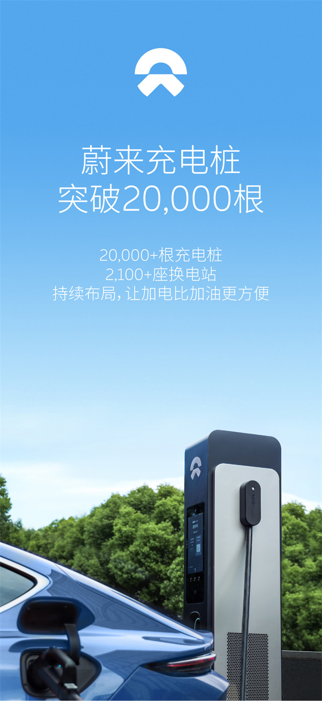 蔚来建成20000根充电桩