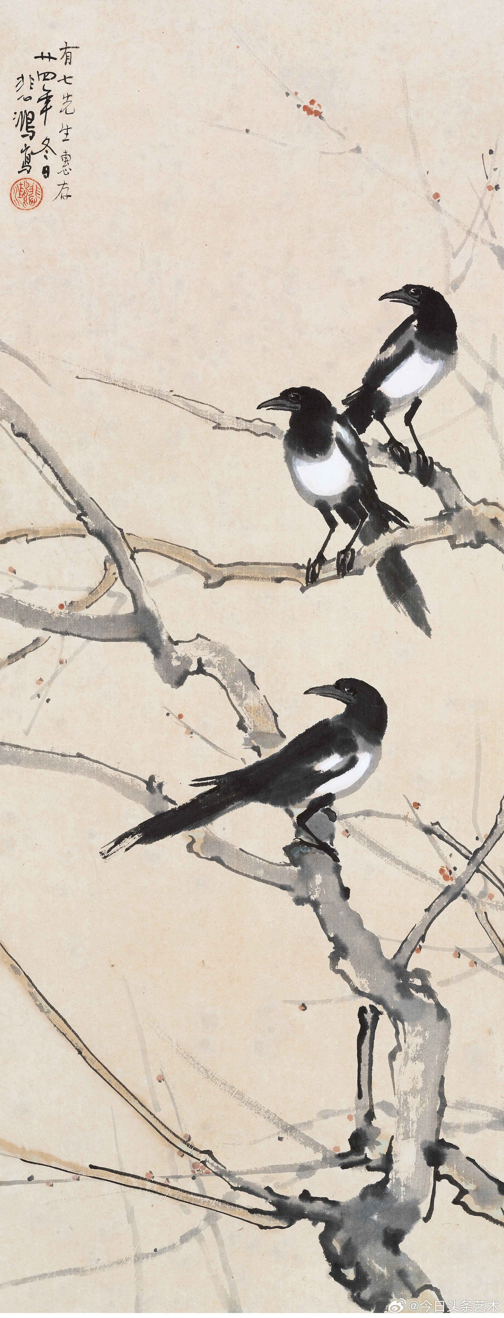 画家徐悲鸿笔下的喜鹊