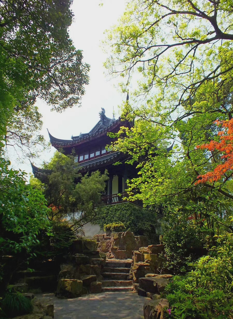 庭院深深小阁幽饮思亭畔绿阴稠