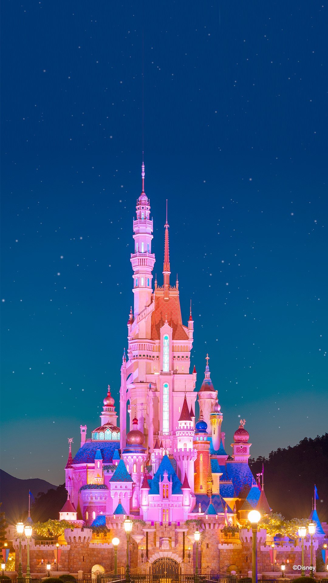 壁纸 迪士尼乐园城堡，晚上，灯，星星，紫色风格 2560x1600 HD 高清壁纸, 图片, 照片