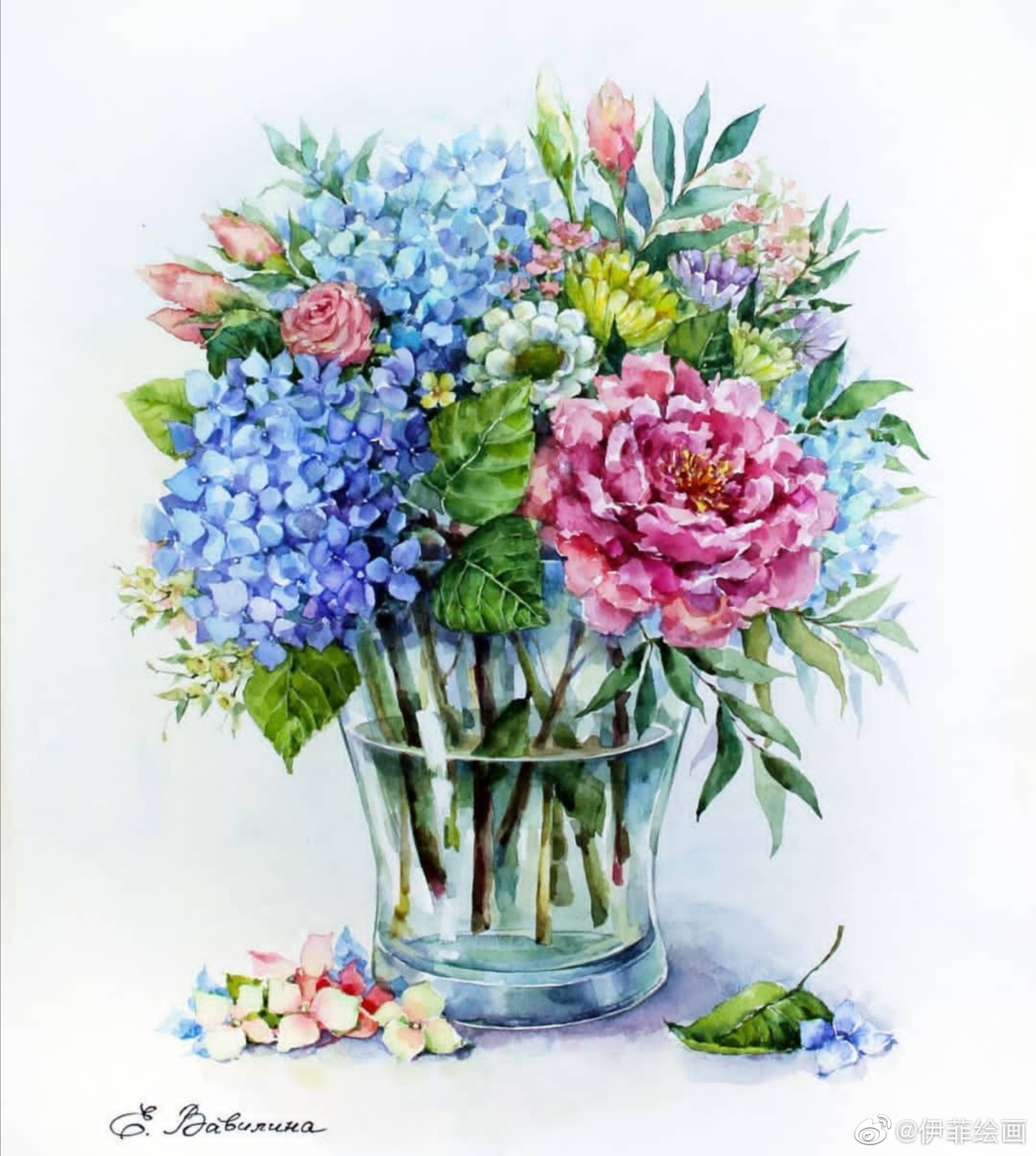 繁花似锦 手绘水彩花卉作者:vavilinaelenacom