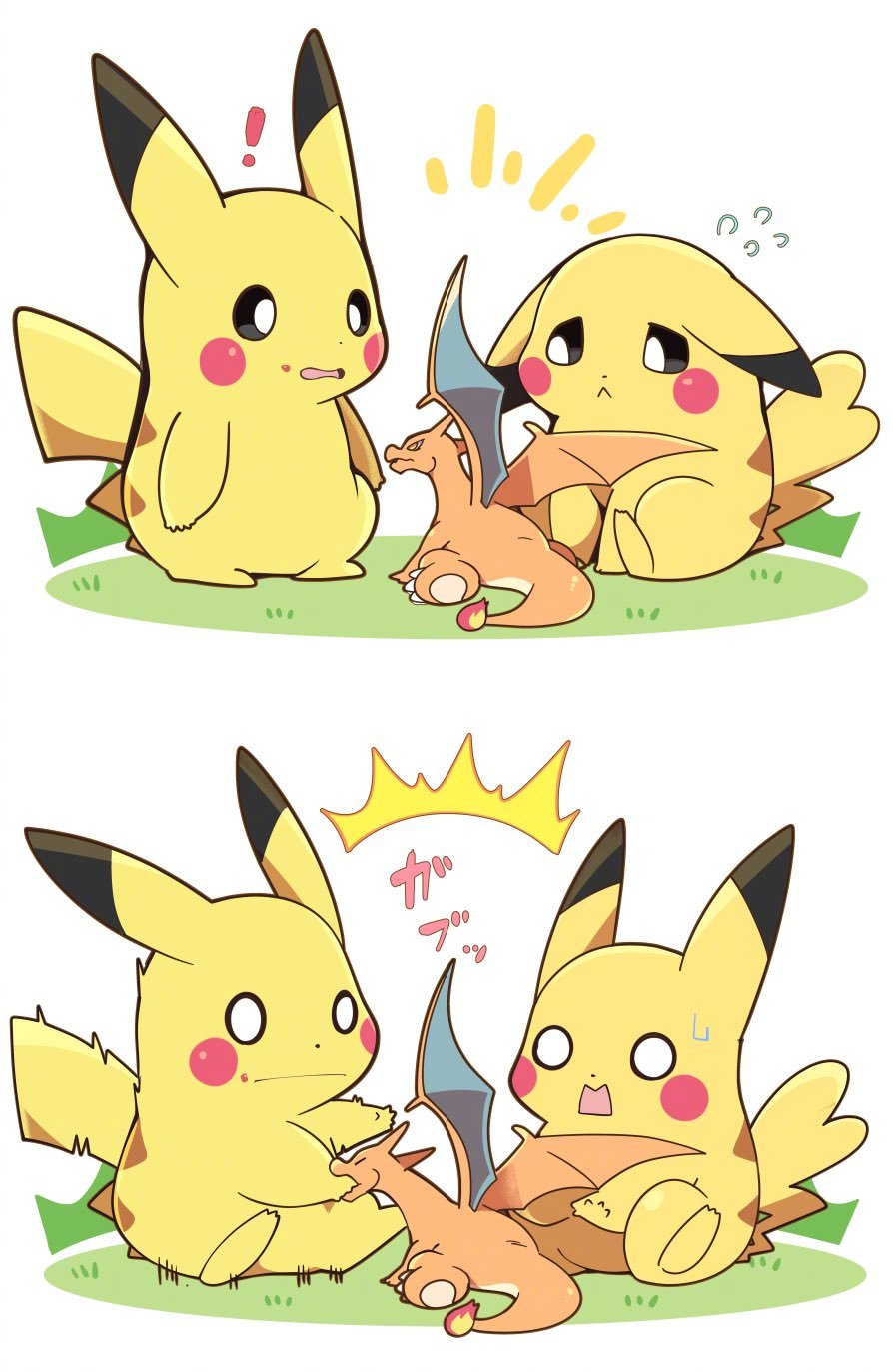喷火龙x皮卡丘,这也太可爱了啊啊啊.twitter:azuma_m