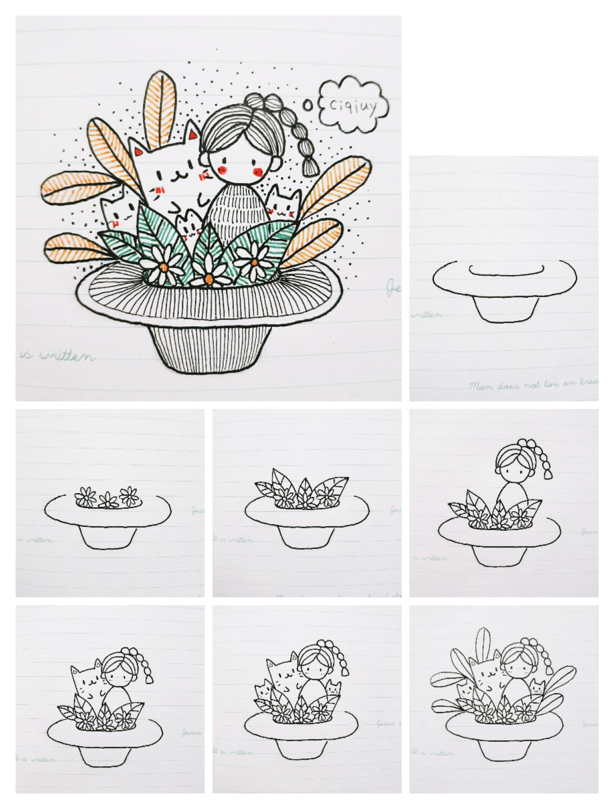 简笔小清新插画步骤图解,学会的抠1 @ciqiuy