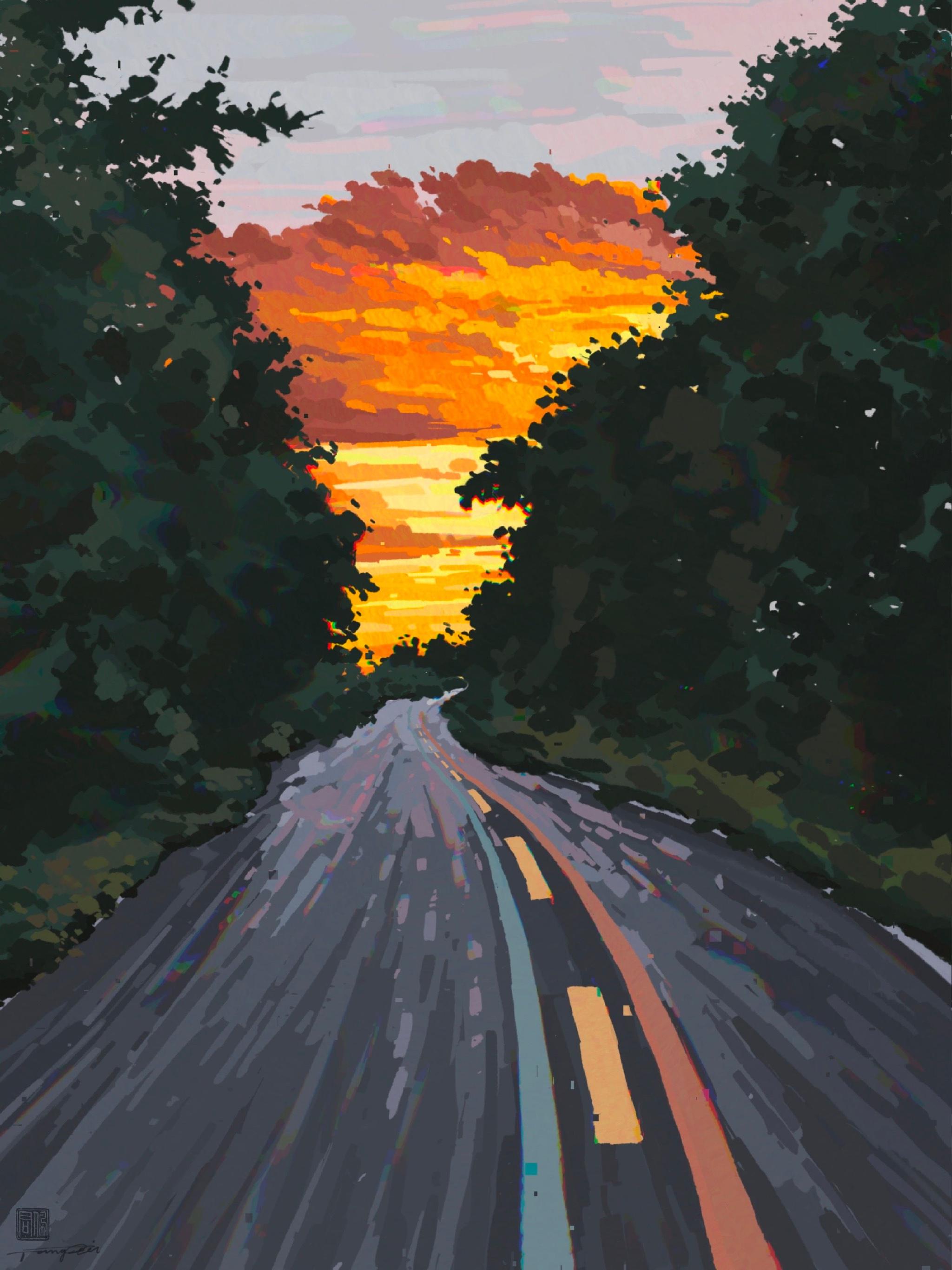 最近画的一些天空 来自插画师 @fangpeii 绘画作品_高清图集_新浪网