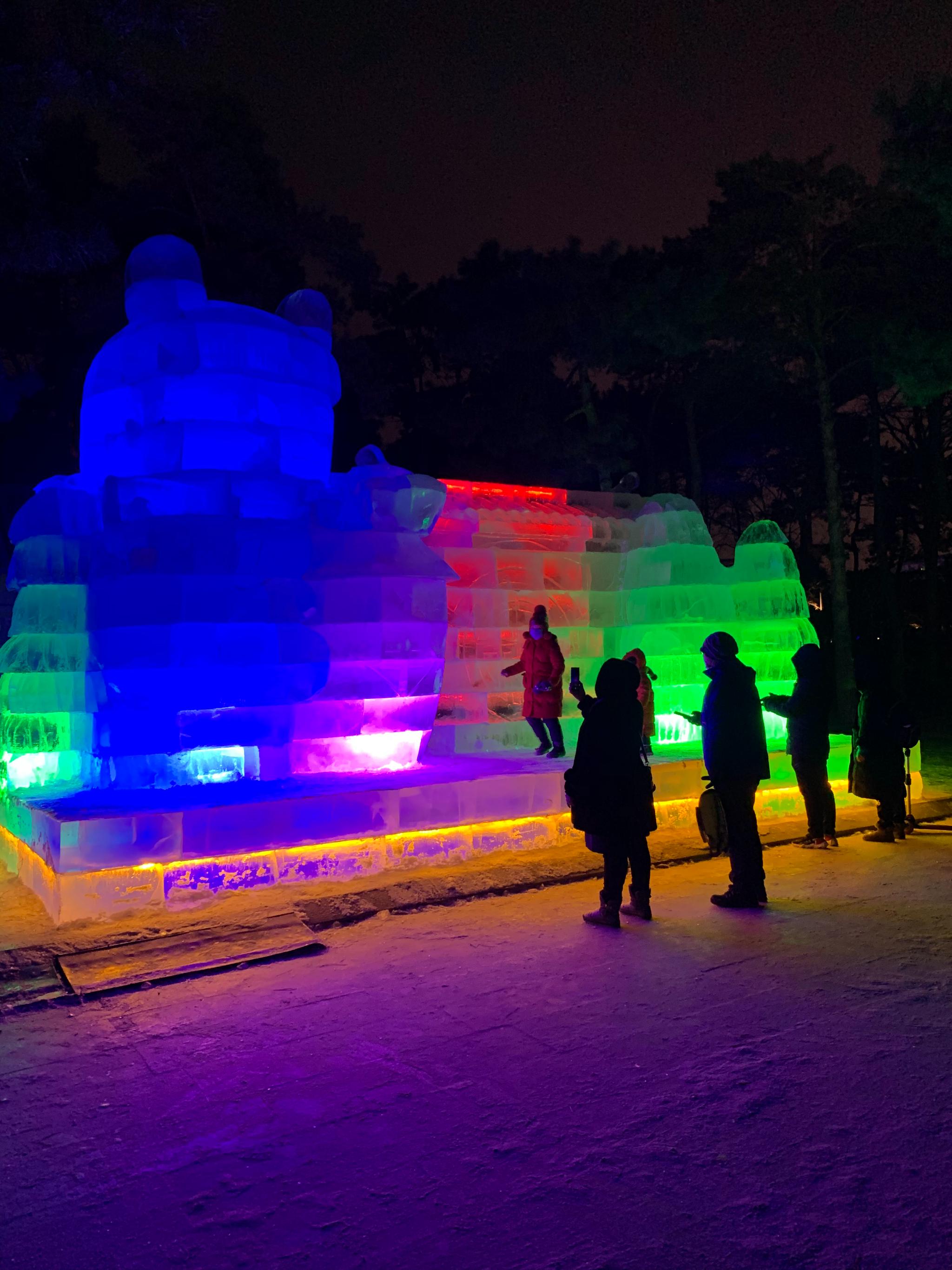 带你看看东北的冰灯，长春南湖公园的冰灯已经部分完成并点亮……__财经头条