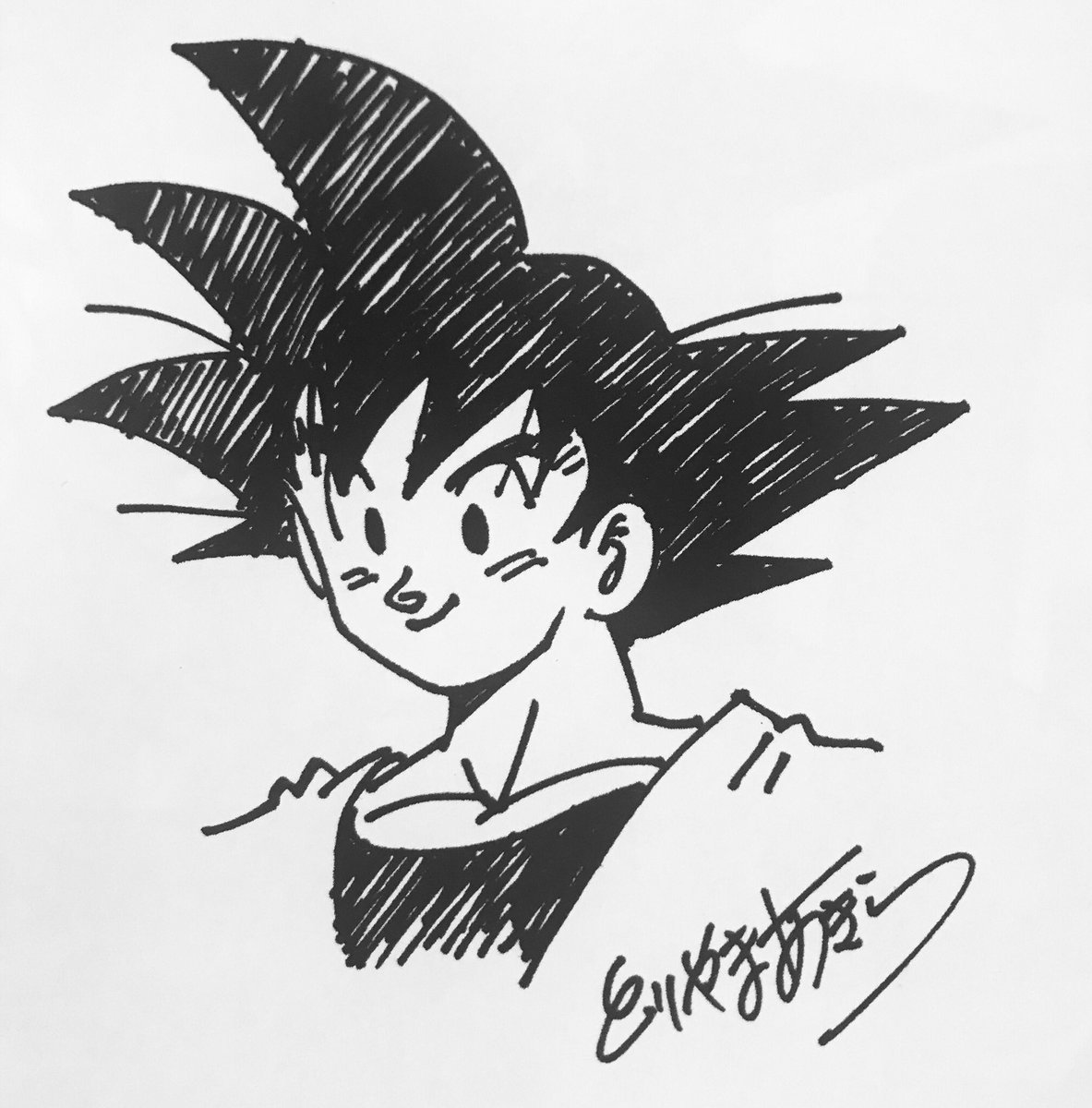 『鸟山明』在龙珠dvd box特典册子上的亲笔签名画
