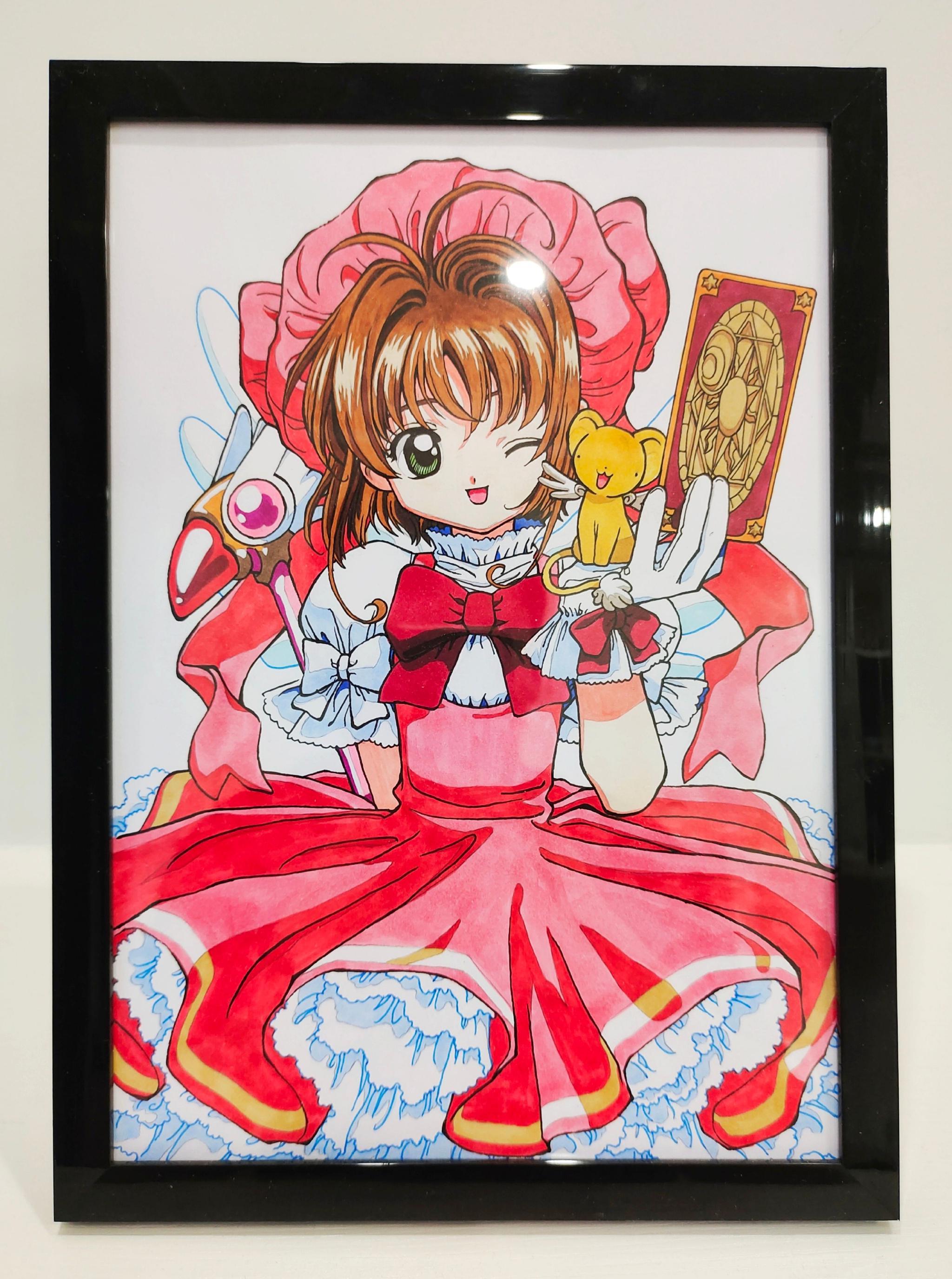 马克笔画 魔卡少女樱 百变小樱魔术卡 木之本樱 手绘插画……_高清