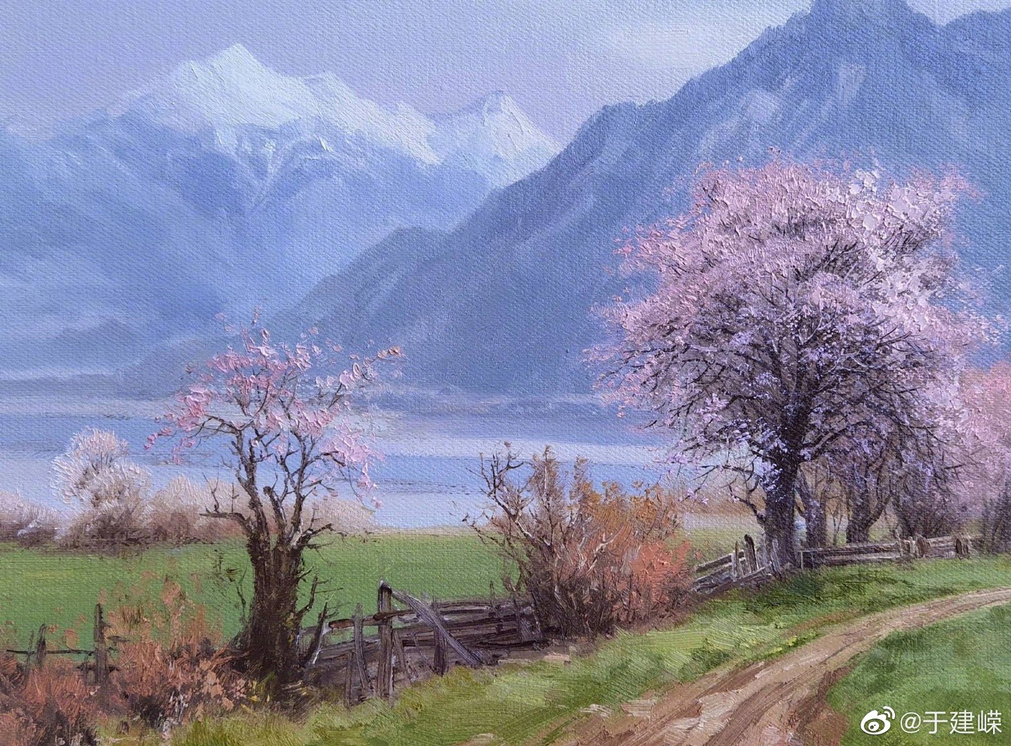 喻治国油画作品—《林芝桃花源》