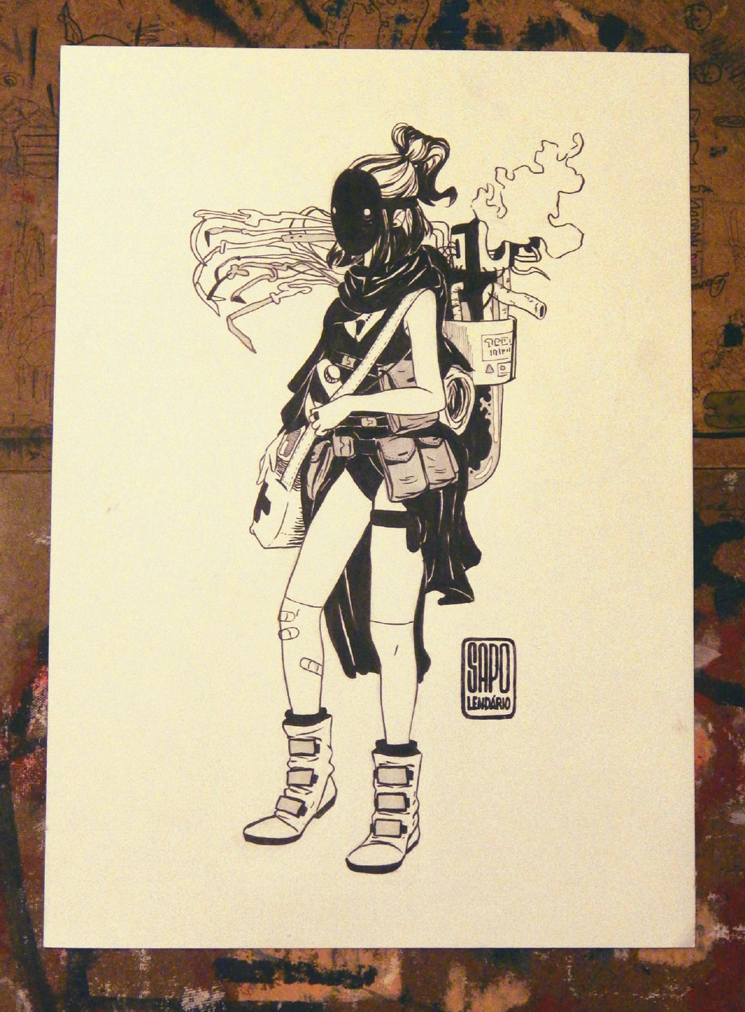 一组黑白人物手稿插画作品～插画师 sapo lendário