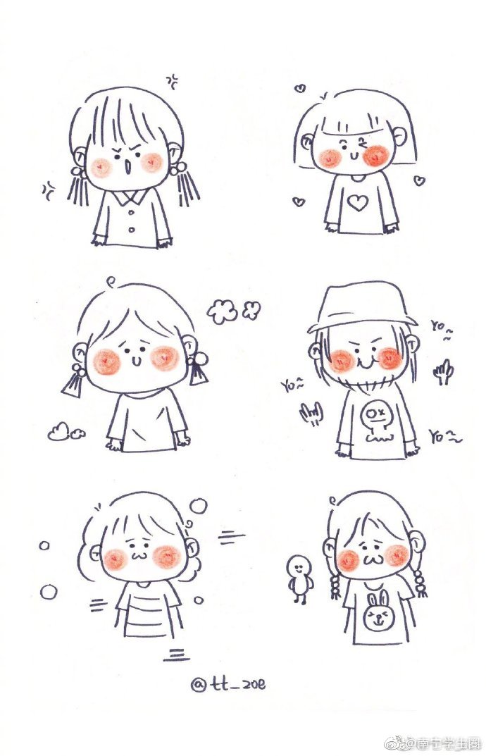 人物手帐简笔画素材,太太太可爱了吧 cr:七七_zoe_高清图集_新浪网